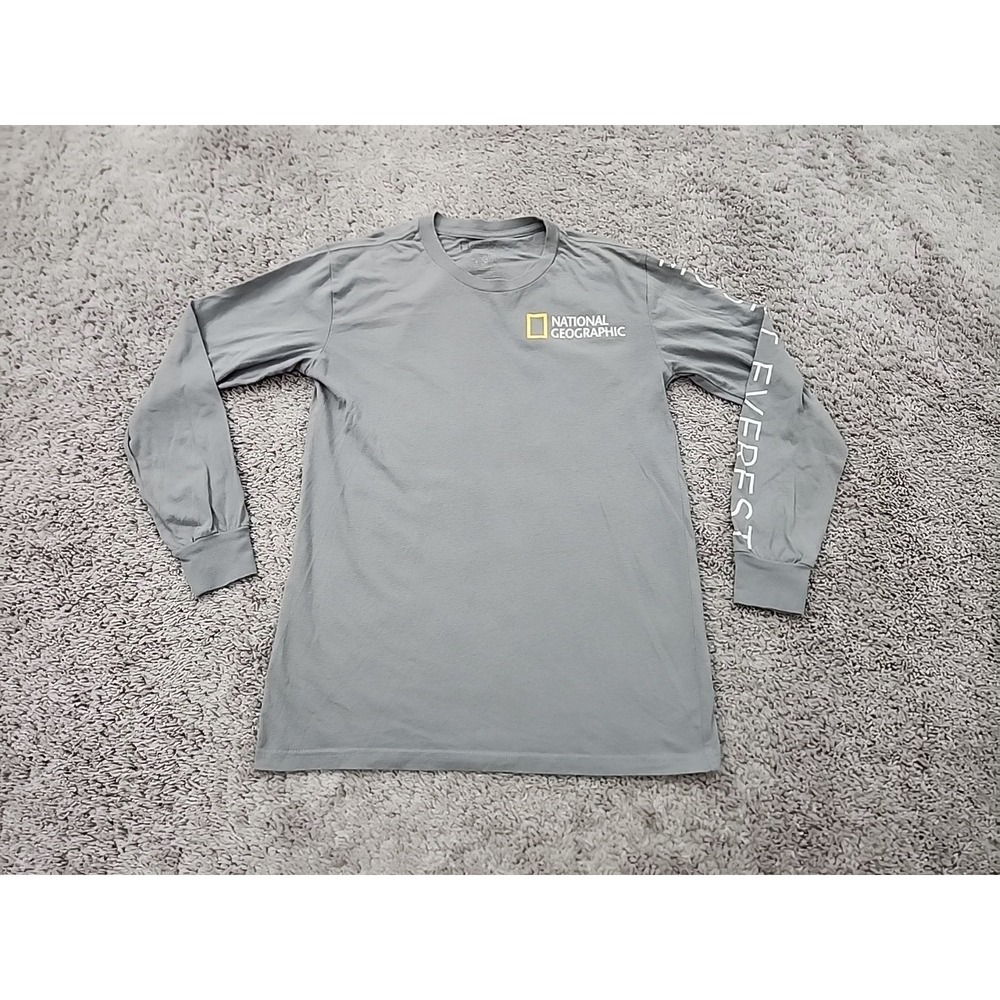 National Geographic Mount Everest T Shirt Mens S Gray Long Sleeve Outdoor